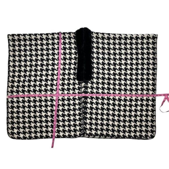 LOFT Cardigan Wrap Women's MEDIUM‎ Black White Faux-Fur Collar Draped NWOT - Picture 3 of 5